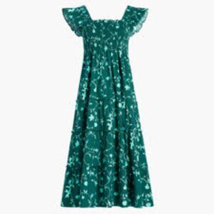 Hill House Home Ellie Nap Dress - Emerald Green Botanical Poplin (XL)